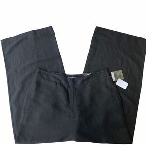 Madison Black Wide Leg Cropped Pants Linen Blend Size 8 High Rise NWT